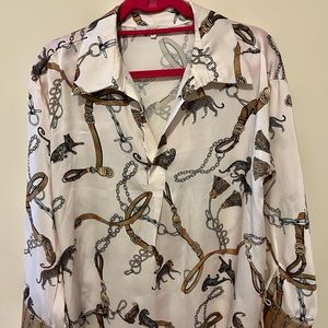 Silk / satin print blouse